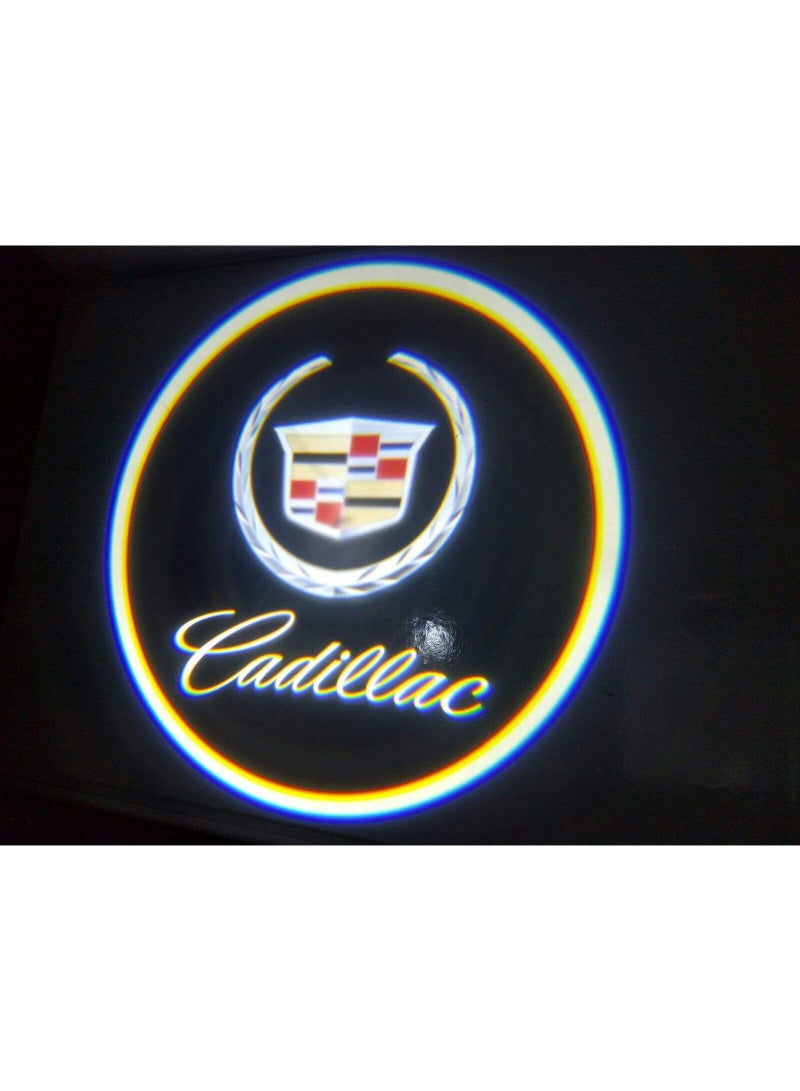 Vierex 2PCS Wireless LED Car Door Welcome Light for Cadillac, Laser Logo Projector Courtesy Warning Lamp, Atmosphere Ghost Shadow Light, Battery Powered (AAA, Battery Not Included) - Image 2